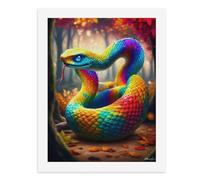 Kit de peinture par numéros - Un serpent arc-en-ciel coloré dans une forêt d'automne - Kit de peinture numérique pour adultes - Créez votre propre scène magique - Fournitures d'art sans cadre - 40 x