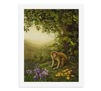Kit de peinture par numéros Un singe au milieu de la verdure luxuriante et des fleurs colorées Kit de peinture numérique pour adultes Créez votre propre scène magique Fournitures d'art sans cadre 40 x