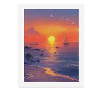 Kit de peinture par numéros - Un voilier glisse à travers les eaux calmes sous un coucher de soleil orange - Kit de peinture numérique pour adultes - Créez votre propre scène magique - Fournitures
