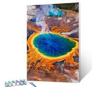 Kit de peinture par numéros Yellowstone colorée - 40,6 x 50,8 cm - Grand prismatique printanier - Peinture à l'huile pour enfants, adultes, débutants - Parc national américain - Peinture avec pinceaux - Cadeau pour fille (sans cadre)
