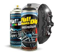 Kit de peinture pour étriers de frein Super Brillant en spray 400 ml (x1 spray peinture + x1 spray vernis brillant) - Application facile - Finition professionnelle (11 couleurs au choix) (Noir)