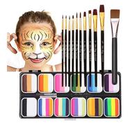 Kit de peinture pour le corps du visage - couleurs arc-en-, palette lavable, maquillage d'art | Ensemble de peinture de peau professionnelle, formule sûre vibrante pour le style de fête des hommes