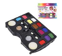 Kit de peinture pour le corps et le visage, 12 couleurs, ensemble de poudre à paillettes, 2 couleurs, avec pinceau éponge, pour enfants
