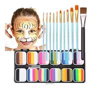 Kit De Peinture Pour Le Visage Arc-en-ciell - 12 Couleurs De Professionnelle Et Le Corps | Palette D'art Corporel Lavable Pour Le Maquillage Du Visage, Les Costumes, Les