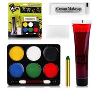 Kit de peinture pour le visage et le corps - 6 couleurs - Faux sang lavable + crème blanche - Kit de peinture pour le visage - Kit de peinture pour le visage - Kit de peinture pour Halloween -