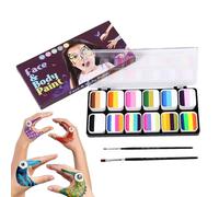 Kit de peinture pour le visage lavable - Ensemble d'art professionnel 12 couleur, palette de peinture corporelle vibrante | Couleurs de visage non toxiques, kit créatif sûr, peinture amusante ensemble