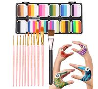 Kit de peinture pour le visage lavable | Kit de maquillage de peinture pour le visage de 12 couleurs | Palette de peinture d'art du corps des couleurs arc-en- pour les adultes - 12 couleurs