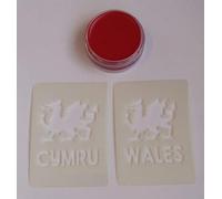 Kit de peinture pour visage de dragon gallois avec peinture pour visage et pochoirs Pays de Galles Cymru rugby des 6 nations