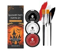 Kit de peinture pour visage d'Halloween, 7,3 x 1,5 cm, trousse de maquillage 3 couleurs, formule portable lavable, comprend un applicateur de pinceau pour adultes, , école, scène, théâtre, fête