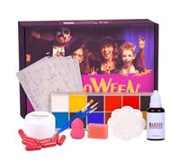 Kit de peinture pour visage d'Halloween, lavable, comprend du faux sang, un outil de maquillage d'horreur authentique pour cosplay, zombie, vampire, festival, fête, vacances, anniversaire, 19,5 x 13,5