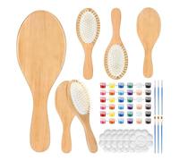 Kit De Peinture Premium Pour Brosses À Cheveux En Bois (Lot De 6) - Pinceaux De Haute Qualité | 3 Courts Et 3 Longs Pour L'Artisanat | Idéal Pour Projets DIY Et Création