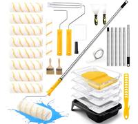 Kit de peinture professionnel 30 pièces - Set de rouleaux à peinture avec tige télescopique 33-180cm, bac à peinture avec coussin et accessoires complets de peinture, Idéal pour murs, plafonds