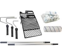Kit de peinture professionnel Rouleau de peintre Rouleau télescopique Barre de fixation Grille de peinture 20 pcs