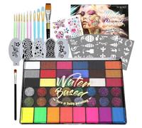 Kit de peinture professionnelle pour le visage et le corps pour enfants et adultes - Palette de maquillage professionnel pour le carnaval, le cosplay, le visage 42 visages - Maquillage multiple pour