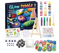 Kit de peinture sur pierre | Kit de peinture phosphorescente pour enfant | Cadeaux de fête, kit d'art de peinture sur pierre pour jeunes enfants, filles, fils, filles, enfants, adolescents, famille