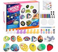 Kit de Peinture sur Pierre pour Enfants, 12 Galets à Décorer, Kits de Loisirs Créatifs/de Bricolage pour Enfants, Cadeau Créatif pour Convient Aux Garçons et Filles de 3-10 Ans