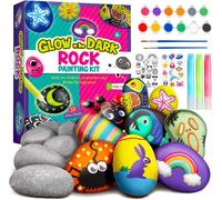 Kit de Peinture sur Pierre pour Enfants 15 Couleurs-Kit Loisir Créatif Enfant 5 6 7 8 9 10 Ans-Livré avec Une variété d'accessoires