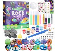 Kit de peinture sur pierre qui brille dans le noir, pour enfants de 5 à 6 à 7 ans, 8, 9, 10 ans et plus, peinture créative sur pierre, ensemble de 10 couleurs pour peinture sur pierre, 6 couleurs