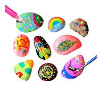 Kit De Peinture Sur Roche Pour , Variété De Pinceaux, 25x21,3x3,9 Cm, Activité De Maternelle, Projet Artistique, Assortiment De Roches Lisses, Pour Fête, Maternelle, École, Garçons, Filles, Enf