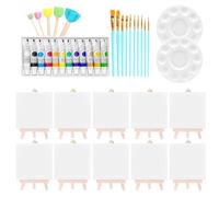 Kit de peinture sur toile et couleurs | 10 pièces de peinture acrylique | Fournitures de dessin portables lavables pour artistes adultes filles bricolage cours à la maison et à l'extérieur