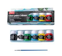 Kit de Peinture sur Verre - 6 Couleurs - 25 ml - Non Toxique pour Vitrocéramique - Haute Capacité Couvrante pour Cristal, Fenêtre et Bouteilles