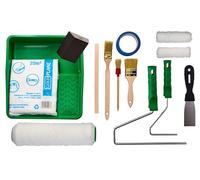 Kit de Peinture ToolSpace - 14 Pcs - 2X Rouleaux, bac à peinture, 3X pinceaux, agitateur, spatule, Bloc de ponçage - Complet - Rénovation