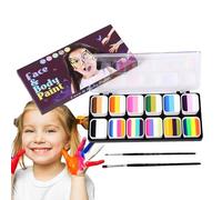 Kit de peinture visage et corps 12 couleurs - Palette de peinture visage arc-en- lavable | Kit de peinture professionnelle pour homme, maquillage costumé, Halloween, cosplay, doux pour la peau