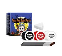 Kit de Peinture Visage pour Halloween - Maquillage Visage avec Pinceaux Maquillages, Set de 3 Couleurs Noir Blanc Rouge pour Enfants, Cosplay et Fêtes (#1)