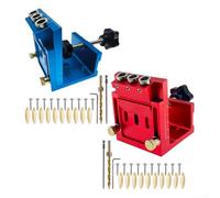 Kit de perçage de trou de poche réglable, pince auto-serrante et guide multifonction pour projets de menuiserie (rouge)