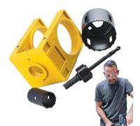 Kit de perçage de trou de porte | Ensemble de scie-cloche pour serrure de poignée de porte | Outil de perçage de trou de porte en acier au carbone avec modèle de guidage, kit de perçage de porte,