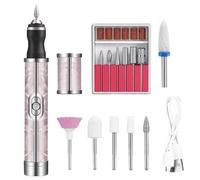 Kit de perceuse à ongles, exercice électrique pour ongles - Exercice inutile pour les ongles - Outil de pédicure multifonctionnel, USB - Gel à faible bruit rechargeable par USB - Dissolvant polonais