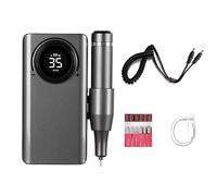 Kit de Perceuse à Ongles, Perceuse à Ongles Professionnelle, écran LCD Portable, Lime à Ongles électrique Multifonctionnelle, Banque D'alimentation pour le Polissage, Manucure, Pédicure,(Gris)