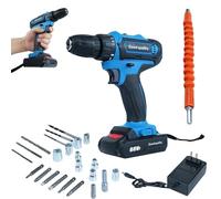 Kit de perceuse, outil sans fil de 21 V avec 2 vitesses et moteur sans balais rechargeable | Perceuse avec mandrin et set de pointes - pour réparations à la maison, atelier, menuiserie,