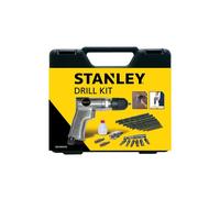 Kit de perceuse pneumatique réversible STANLEY 160189XSTN avec mandrin à serrage automatique, 10 forets HSS, 6 embouts, huile et raccords rapides Gris