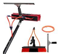 Kit de perche alimentée en eau,brosse et kit de nettoyage pour panneaux solaires,brosse extensible alimentée en eau de 12 à 30 pieds,avec tuyau de 20m pour verre et panneaux solaires 10.8m/36FT