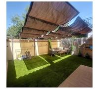 Kit de pergola rétractable et ondulé, pare-soleil en fil coulissant pour terrasse et terrasse, toit ventilé (1,7 x 4 m) - Parfait pour l'ombre du jardin et de l'arrière-cour