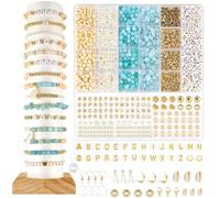 Kit de perles d'amazonite naturelles en pierres précieuses - Kit de bracelets à faire soi-même - Bijoux - Collier - Boucles d'oreilles - Collier pour enfants et adultes (B)