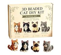 Kit de perles d'animaux 3D sur le thème du chat, kit de bricolage avec 4 designs, instructions étape par étape, pour cours d'art, décoration de maison, cadeau créatif pour les amoureux des chats