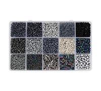 Kit de perles de rocaille pour la fabrication de bijoux - 15 couleurs - Noir