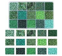 Kit de Perles de Verre pour Fabrication de Bijoux, Perle de Rocaille, Cristal Tubulaire pour DIY Collier Bracelet Boucle D'oreille Art Artisanat (Vert Foncé)
