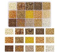 Kit de Perles de Verre pour Fabrication de Bijoux, Perle de Rocaille, Cristal Tubulaire pour DIY Collier Bracelet Boucle D'oreille Art Artisanat (Or)