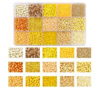 Kit de Perles de Verre pour Fabrication de Bijoux, Perle de Rocaille et Cristal Tubulaire, pour DIY Collier Bracelet Boucle D'oreille Art Artisanat (Jaune)