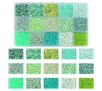 Kit de Perles de Verre pour la Fabrication de Bijoux, Perles Perle de Rocaille, Perles de cristal tubulaires, pour Bijoux DIY Collier Bracelet Boucle D'oreille Art Artisanat (Vert clair)