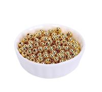Kit De Perles D'espacement Perles intercalaires plaquées for la fabrication de bijoux, séparateurs for bracelets de perles(18K Real Gold Plated,5mm- 20 pcs)