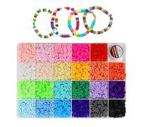 Kit de perles en argile pour fabrication de bracelets - Différentes perles artisanales pour bijoux, fournitures vivantes - Perles d'argile faites à la main avec outils pour accrocher des bracelets
