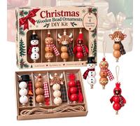 Kit de perles en bois de Noël fait à la main pour projet créatif de perles | Kit de perles de Noël en bois pour adultes débutants maison cheminée de Noël