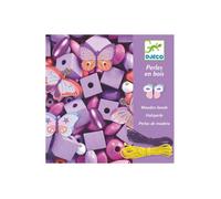 Kit de perles en bois - DJECO - Papillons - 450 pièces - Blanc - 3 ans+