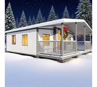 Kit de petite maison hors réseau, petites maisons modulaires pour vivre - Conteneur préfabriqué portable avec structure pliante, porche avant pour la vie à distance et la location