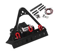 Kit de phares et de treuil pour pare-chocs avant RC, pare-chocs en plastique renforcé de fer à haute dureté avec treuil et double éclairage LED pour voiture RC Traxxas Defender