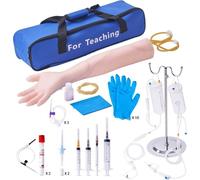 Kit de phlébotomie, bras d'entraînement IV Set pratique - Bras d'entraînement pour injection intraveineuse - Y compris support IV, tubulure de perfusion - presseur - sac de transport - Taille : 560 x